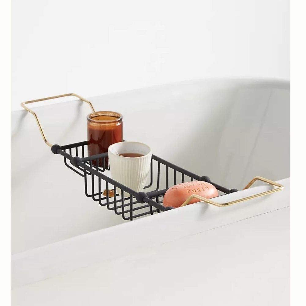 Anthropologie Maison Storage Bath Caddy in Black & Gold Tone